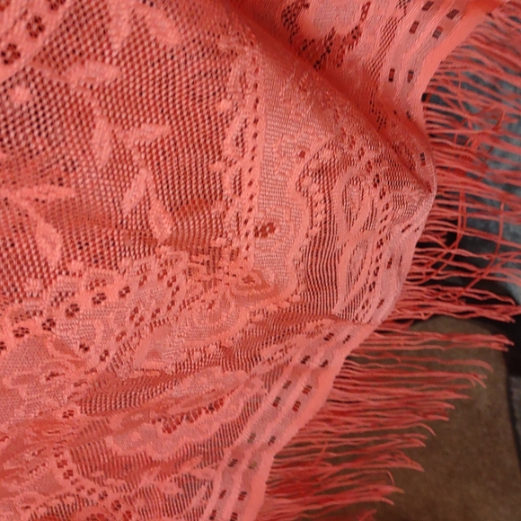 Bright Peach / Orange Shawl ( one size fits all) - Picture 2 of 3